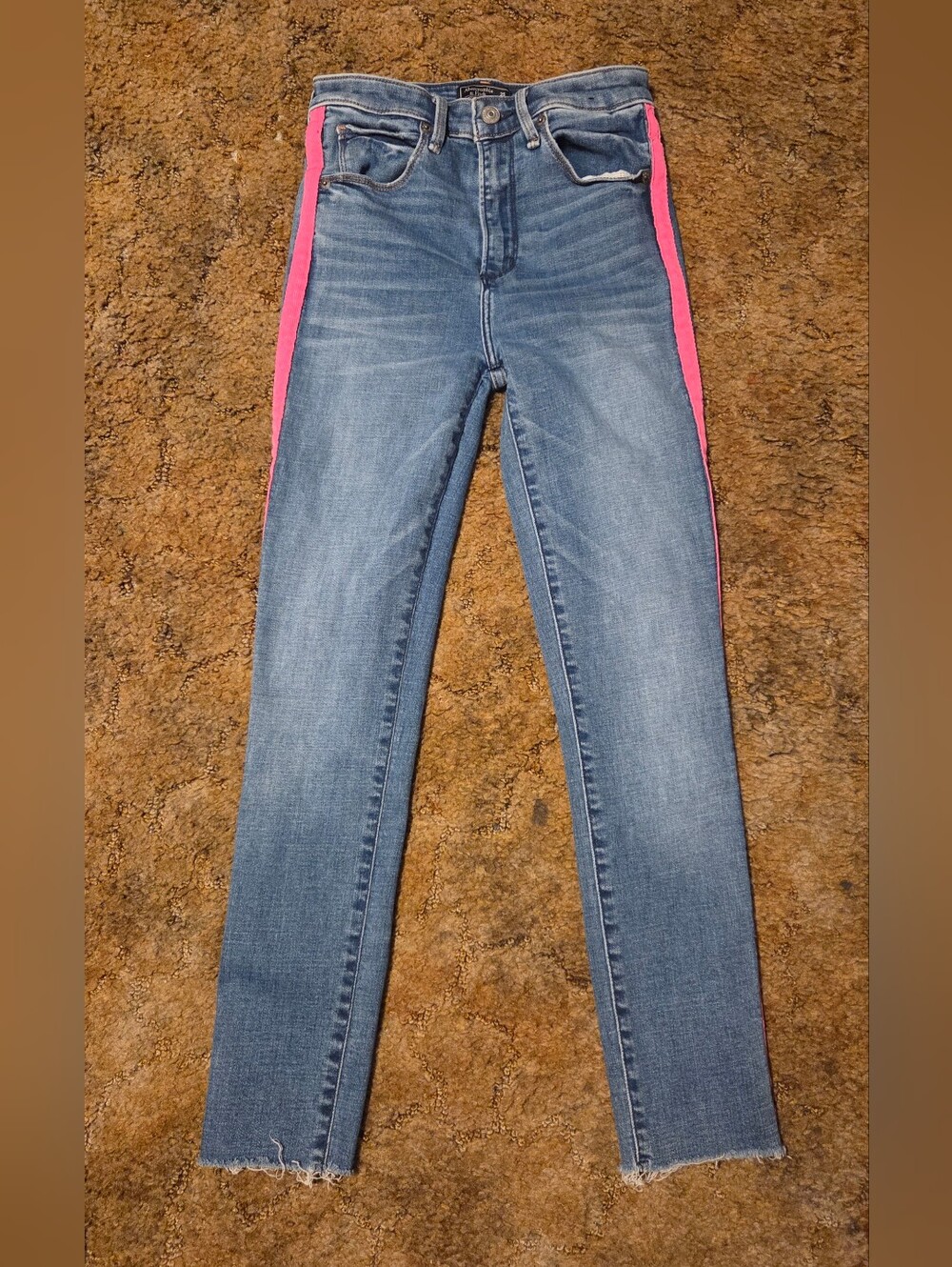 Abercrombie & Fitch Simone High Rise ankle jeans size 25/0 pink stripe